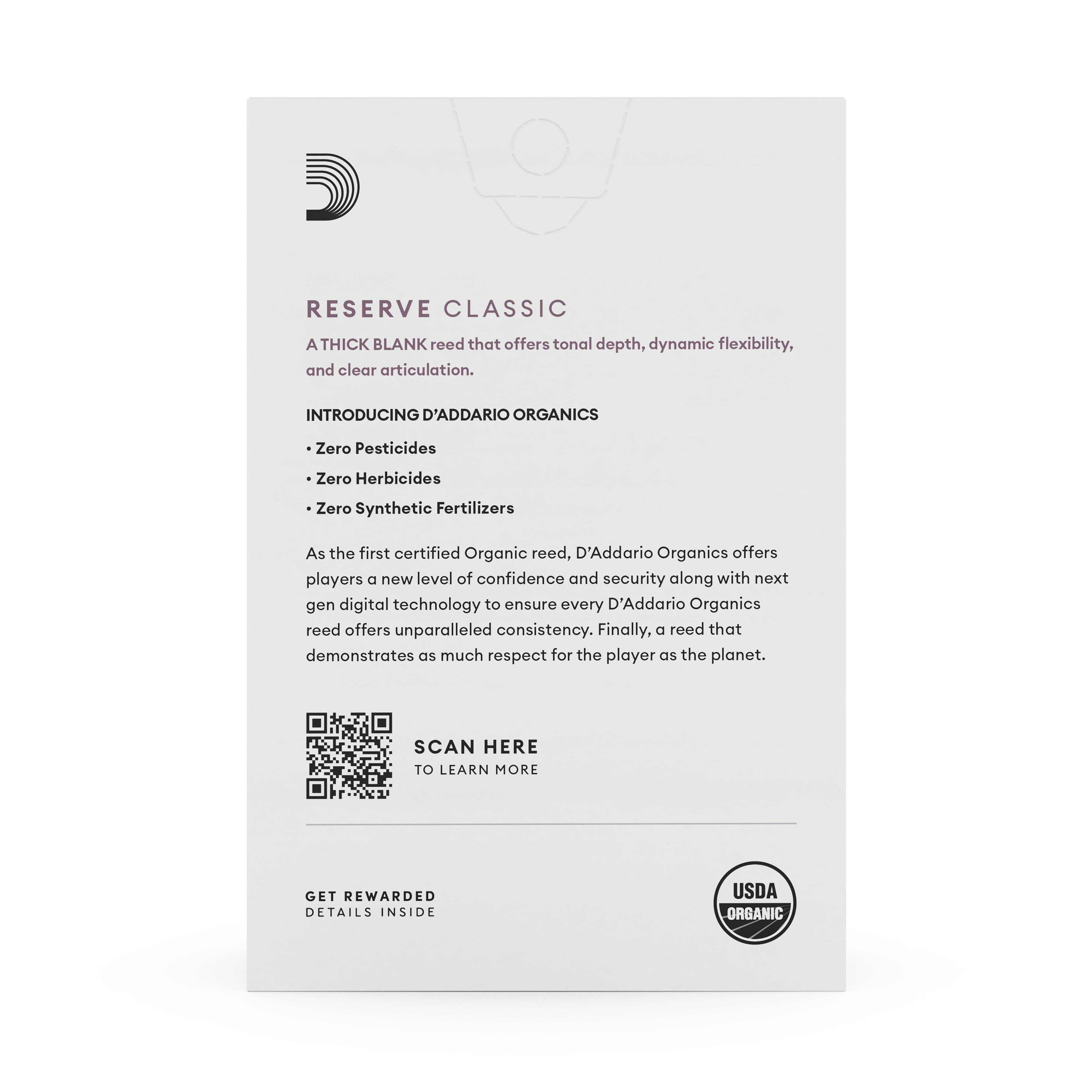 D'Addario Organic Reserve Classic Bb Clarinet Reeds, Strength 4.5, 10-pack