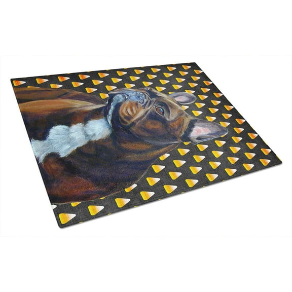 Caroline's Treasures French Bulldog Candy Corn Halloween Portrait Glass Cutting Board Large