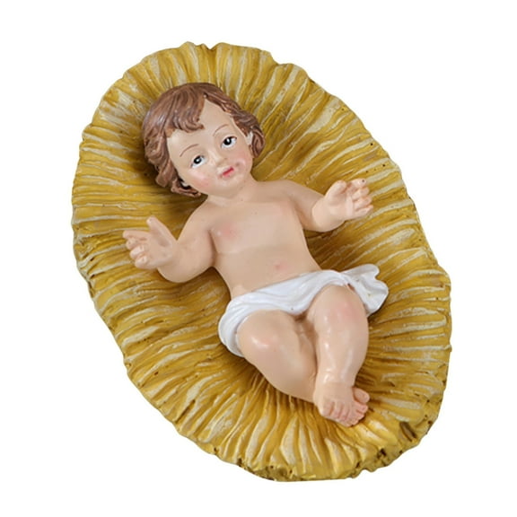 Nativity Scene Infant Baby in Manger Figure for Holiday Christmas Home Decors