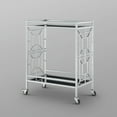 thumbnail image 5 of Ola Silver/Black Bar Cart - Open Wine Bottle and Stemware Storage, 2 Glass Shelves, 4 Casters total, 2 are locking, 5 of 9