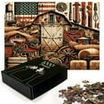 thumbnail image 3 of Ambesonne Rustic Jigsaw Puzzle, American Barn Western Farm, Heirloom-Quality Fun Activity for Family Durable Cardboard, 1000 pcs, Paprika Caramel and Dark Teal, 3 of 6