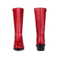 thumbnail image 5 of BLISSFUL STEP Round Toe Low Block Heels Mid Calf Boots for Women Red 7.5, 5 of 6