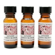 japanese cherry blossom 3 bottles 1/2 fl oz each (15ml) premium grade scented fragrance oil by crazy candles