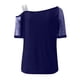 thumbnail image 4 of Ichuanyi Womens Swimsuits Clearance Women's Casual Blouse Solid T-shirt Mesh Off-the-shoulder Patchwork Short Sleeves Tops Ichuanyi Ichuanyi, 4 of 9