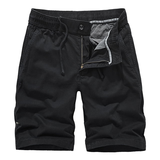 Pantalones Cortos de Carga de los Hombres de la Moda de Verano de Color Sólido Casual Atlético Elástico Pantalones Cortos de Cintura para el Uso Diario