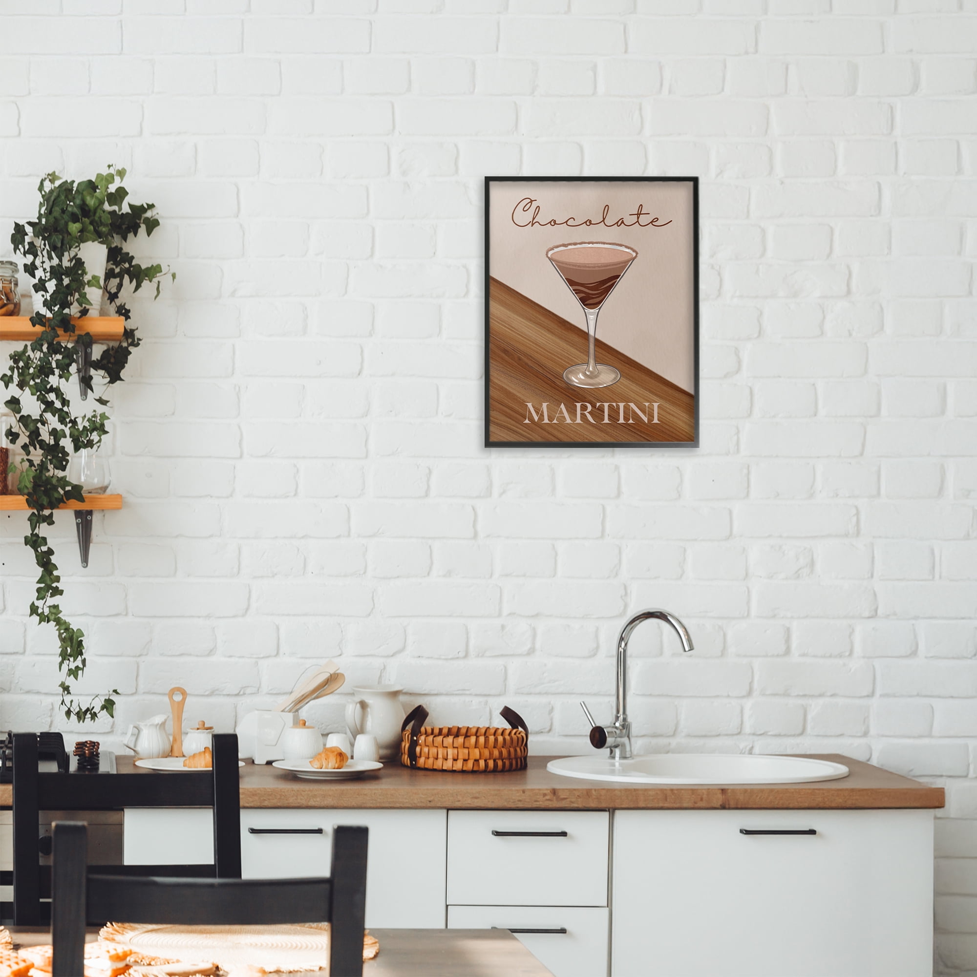 Stupell Industries Chocolate Martini on Brown Black Framed Giclee Art, design by Marcus Prime