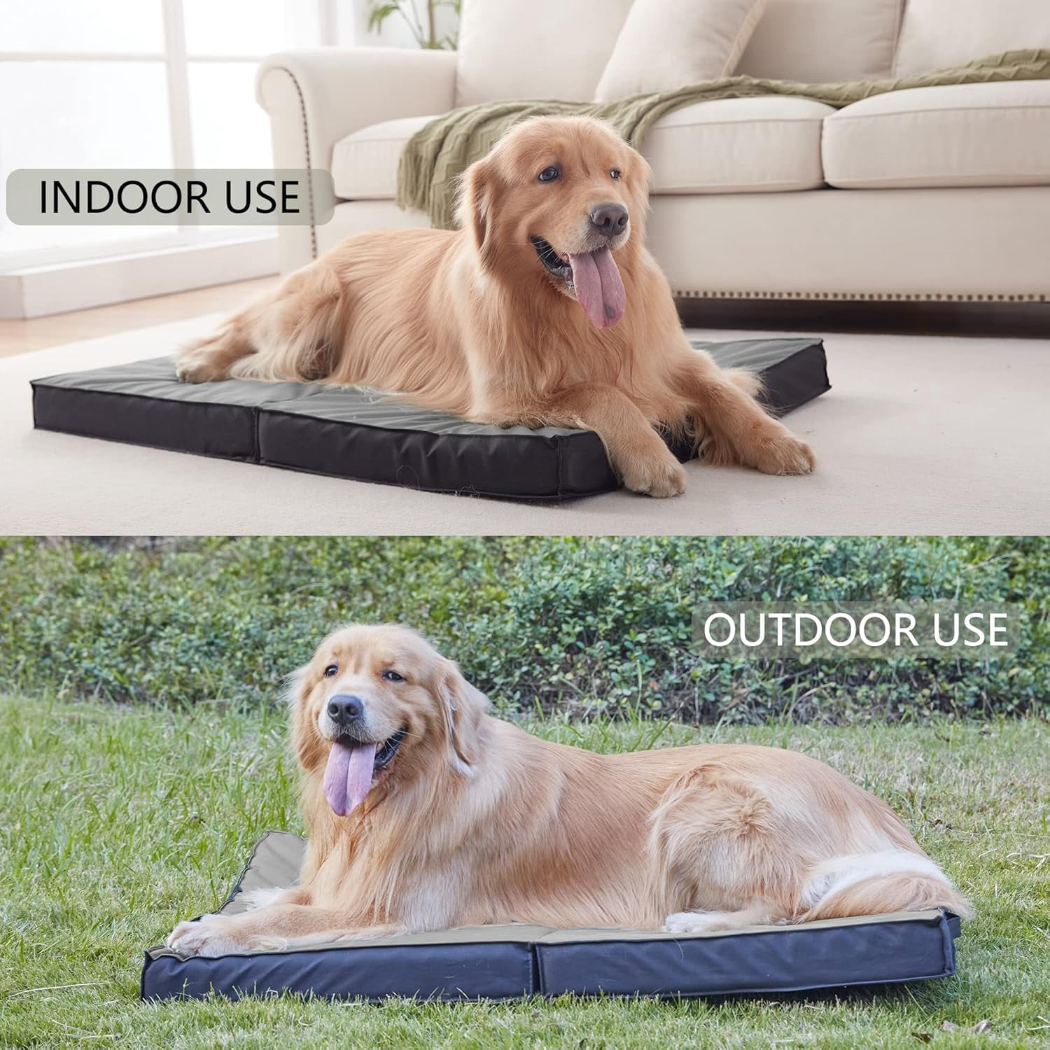 Waterproof Foldable Outdoor Dog Bed for Large Dogs, Orthopedic Portable All-Weather Bed with Washable Cover, 41 Inch for Indoor and Outside Use