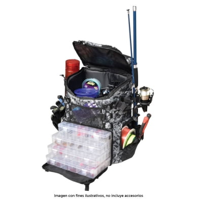 Mochila para Pesca GIM Poliéster Gris Camuflaje con divisor Extraíble