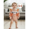 thumbnail image 5 of Miaouyo Infant Baby Girl Fall Romper 0 3 6 12 18 Months Bows Animal Rugby Embroidered Plaid Crew Neck Long Sleeve Romper and Bow Headband, 5 of 9