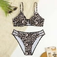 thumbnail image 5 of XAOFW Girl's Swimsuit Sets Leopard Print Sleeveless V Neck Top And Bottom Bikini Swimsuits Two Piece Swimwear Holiday Vacation Beach Stylish Comfortable Bathing Suit, 5 of 9
