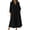 Black, variant on Linen Dress Women A Line Maxi Dresses Plus Size 3/4 Sleeve Dress Solid V Neck Casual Dress with Pockets Navy 3XL