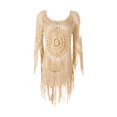 thumbnail image 5 of RUTAYY Swimwear Women Long Sleeved Bikini Knitted Beach Smock Hand Hook Hollow Knit Skirt Bohemian Swim Wear, 5 of 7