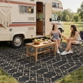 thumbnail image 5 of DEORAB Outdoor Rug 5'x 8' Polypropylene Surface Washable UV-Resistant Carpet Patio Deck Porch，Black & Beige, 5 of 10