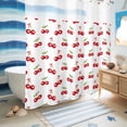 thumbnail image 5 of No Hook Shower Curtain with Built-in Rings - Red Vintage Cherry Washable Waterproof Fabric Bathroom Curtains for Hotel,Rentals, 66 X 72 Inch Long , Watercolor Fruit Pattern White Green, 5 of 9
