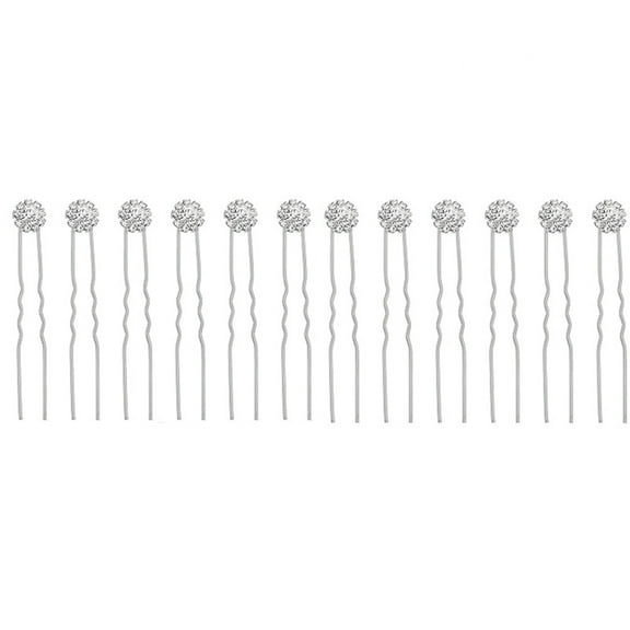 WEUVEB 12 Pcs U Shaped Hairpin Rhinestone Hair Decoration for Bride Women at Wedding