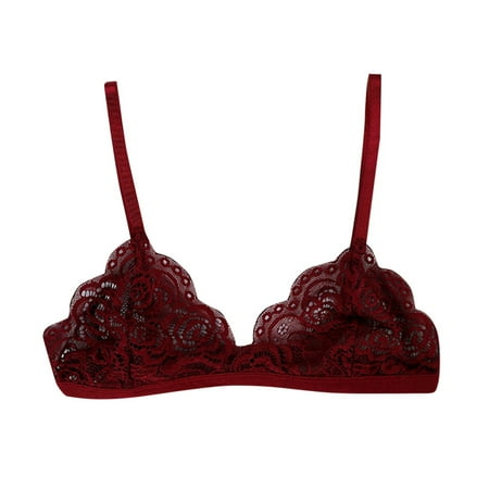 BYHONG Women s Fashion Bra Crop Top Padded Triangle Floral Lace Bralette Shape Wear Lingerie Underwear Womens Underwear Red One Size