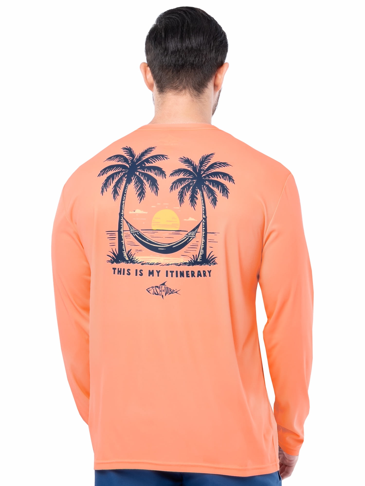 Fish N Vibe Men's Sublimated Long Sleeve Performance Tee, Shrimp/Fnv Itinerary, 3XL