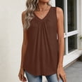 thumbnail image 5 of Kixjoy Tank Tops for Women V Neck Trendy Tank Tops Sleeveless Casual Beach Pleated Blouse Basic Cozy Baggy Shirts for Women, Brown L, 5 of 6