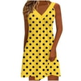 thumbnail image 2 of Xdegoge Summer Dresses for Women Relaxed Fit Sleeveless V-Neck Shift Dress Polka Dot Print Knee Length Dresses Casual Beach Vacation, 2 of 5