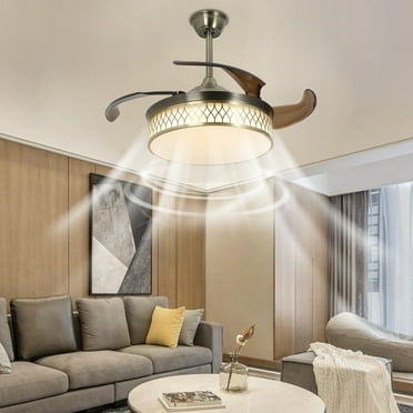42" Ceiling Fan Light Dimmable LED Chandelier Flush Mount Lamp 6Speed W/ Remote