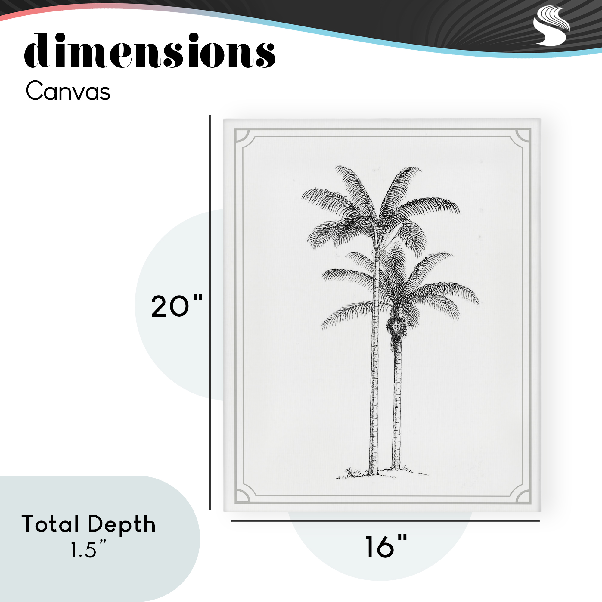 Vintage Simple Palm Tree Canvas Wall Art, design by Lettered and Lined