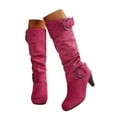 thumbnail image 3 of Gyexs Slouchy Boots for Women Wide Calf Round Toe Arch Support Heel Comfortable Booties Fall Winter Pull on Tall Boots Z01 Hot Pink Size 8.5, 3 of 7