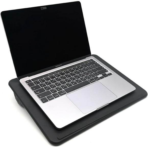 UTAH-Ergonomic Portable Lap Desk with Soft Cushion for Home Office, Lap Holder with Wrist Rest, PU Bed Tray Laptop Stand with Pillow, Fits up to 15.6 inch Laptop (Medium, Black)
