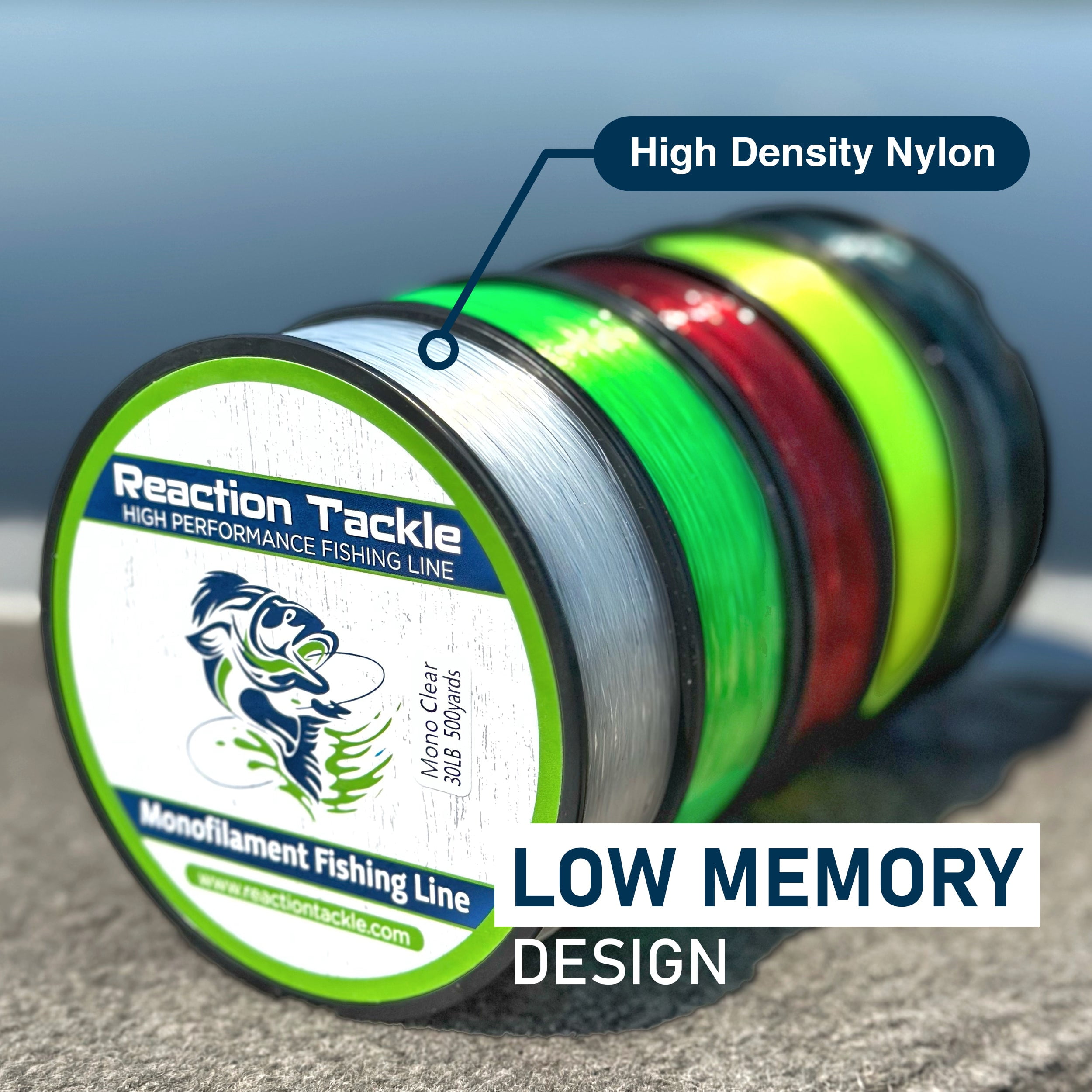 Reaction Tackle Monofilament Fishing Line- Strong and Abrasion-Resistant Nylon Mono Fishing Line, Freshwater and Saltwater Fishing Line Blue Camo 17/1000