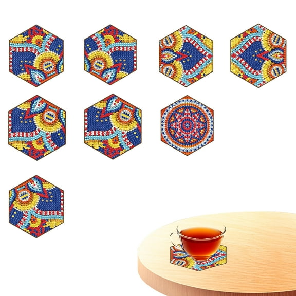 8pcs DIY Diamond Painting Coaster Kit Unique Designs with Stand Included The Perfect Choice for Home Decor and Gifting