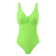 thumbnail image 4 of UTSJKR Women One Piece Swimsuit Trendy Casual Summer Solid Ribbed Monokini Swimwear Classic V Neck Low Back Bathing Suit Mint Green 10, 4 of 6