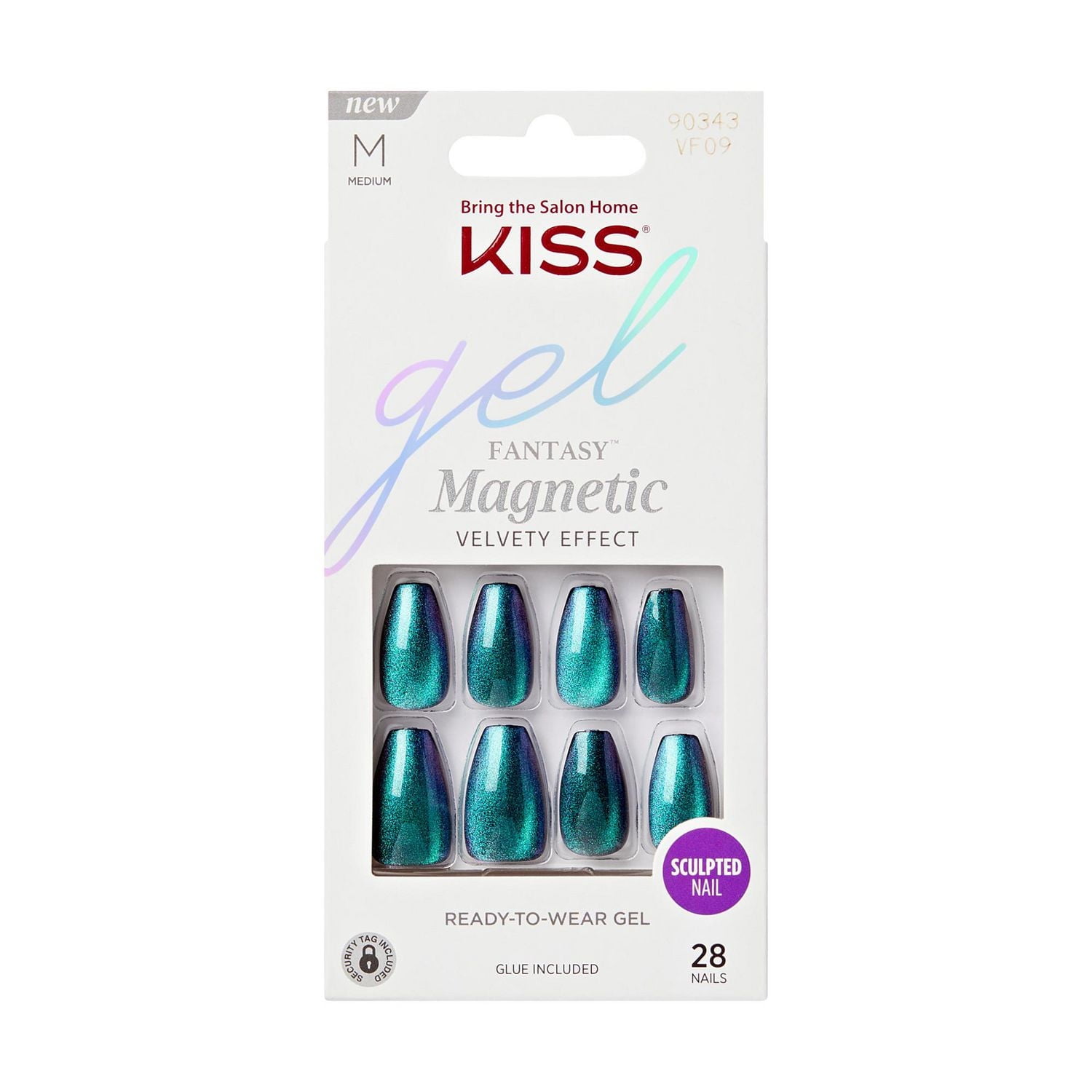KISS Gel Fantasy Magnetic - Fake Nails - Chameleon - Coffin - Medium - 28 count, KISS Gel Fantasy Magnetic