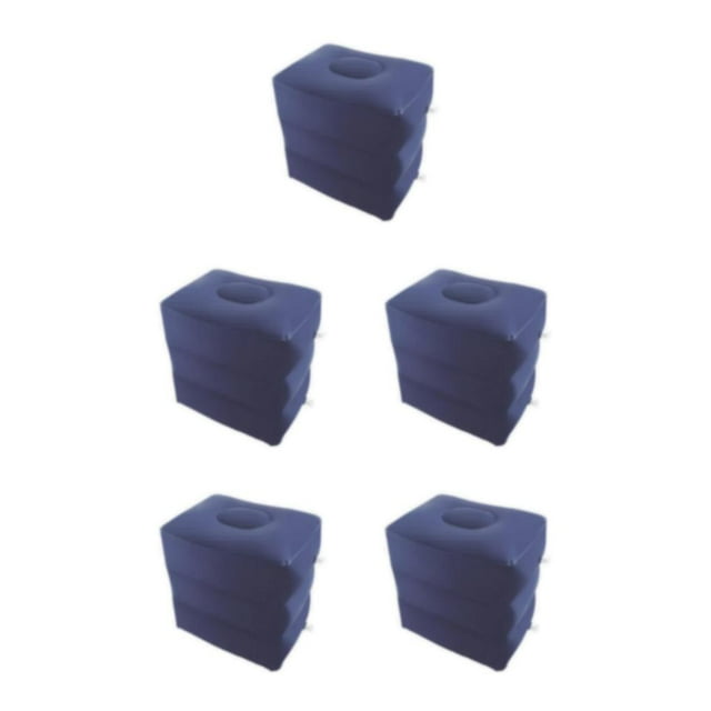 pitrice Convenient Inflatable Foot Rest 3 Layers Foot Stool Foot Rest Pillow for Traveling Deep Blue 40 x 30 x 43cm 5Set