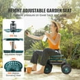 thumbnail image 5 of KFFKFF Outdoor Gardening Cart with Rotating Seat, Planting Stool on Wheels, Scooter Wagon with Steering Handle and Utility Tray, Ideal for Patio, Lawn, and External Environment, Green, 5 of 9