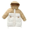 thumbnail image 4 of NAISIBABY Boys Puffer Jacket, Mid-Length Zipper with Pockets Drawstring Hooded Winter Warm Quilted Coat Khaki 8T, 4 of 9
