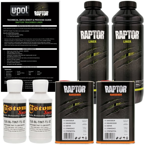 Raptor GM White Urethane Spray-On Truck Bed Liner & Texture Coating, 2 Liters