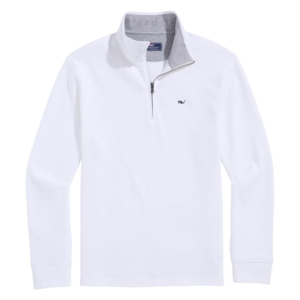 Suéter vineyard vines Solid Saltwater con cierre cuarto de algodón