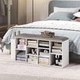 thumbnail image 5 of Costway Wooden Shoe Bench 10-Cube Storage Organizer with Padded Cushion & Umbrella Holder White, 5 of 10