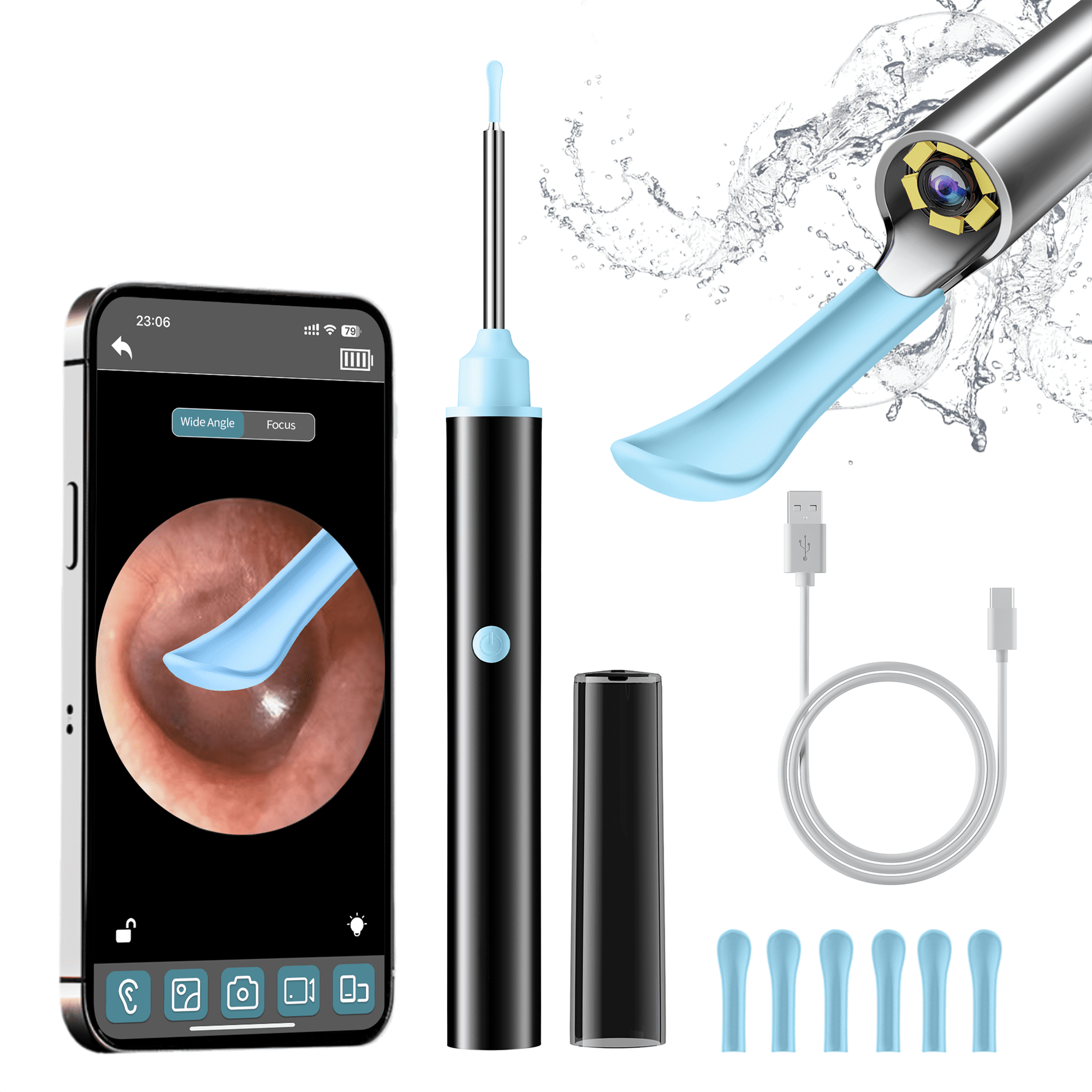 KEKOY Ear Camera and Wax Remover, 1080P Ear Wax Removal Kit, Wireless Otoscope Ear Cleaning Kit with Lights and 6 Ear Scoops