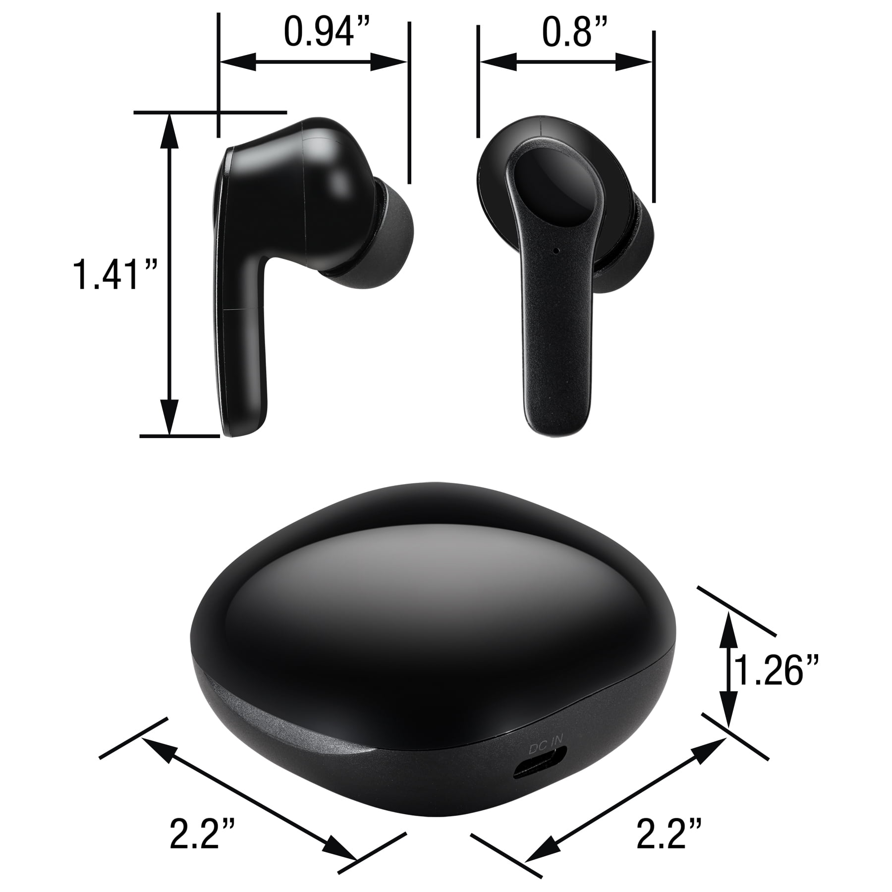 iLive Truly Wireless Active Noise Canceling Earbuds with Charging Case, Black, IAEBTNQ102B