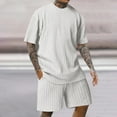 thumbnail image 1 of Weiqiqre Ensemble 2 Pcs pour Homme T-Shirt d'Été à Manches Courtes à Col Ras du Cou et Short de Survêtement Décontracté à Cordon, 1 of 6