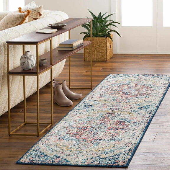 Hauteloom Corrimal Hallway, Kitchen Runner Rug - Traditional - Blue, Purple - 2'7" x 10'