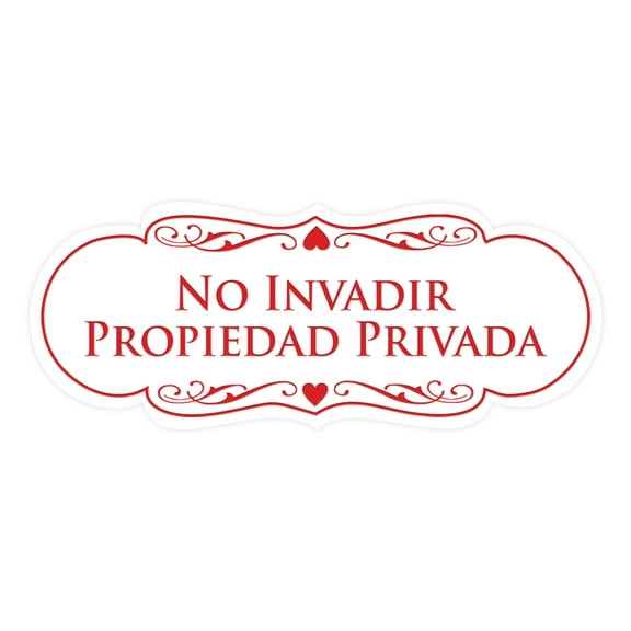 Signs ByLITA Designer Spanish No invadir propiedad privada Sign (White/Red) - Large