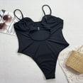 thumbnail image 5 of UTSJKR Womens One Piece Swimsuits Tummy Control Bathing Suit Ruched Solid Hollowed High Cut Bathing Suit Monokini Black L, 5 of 8