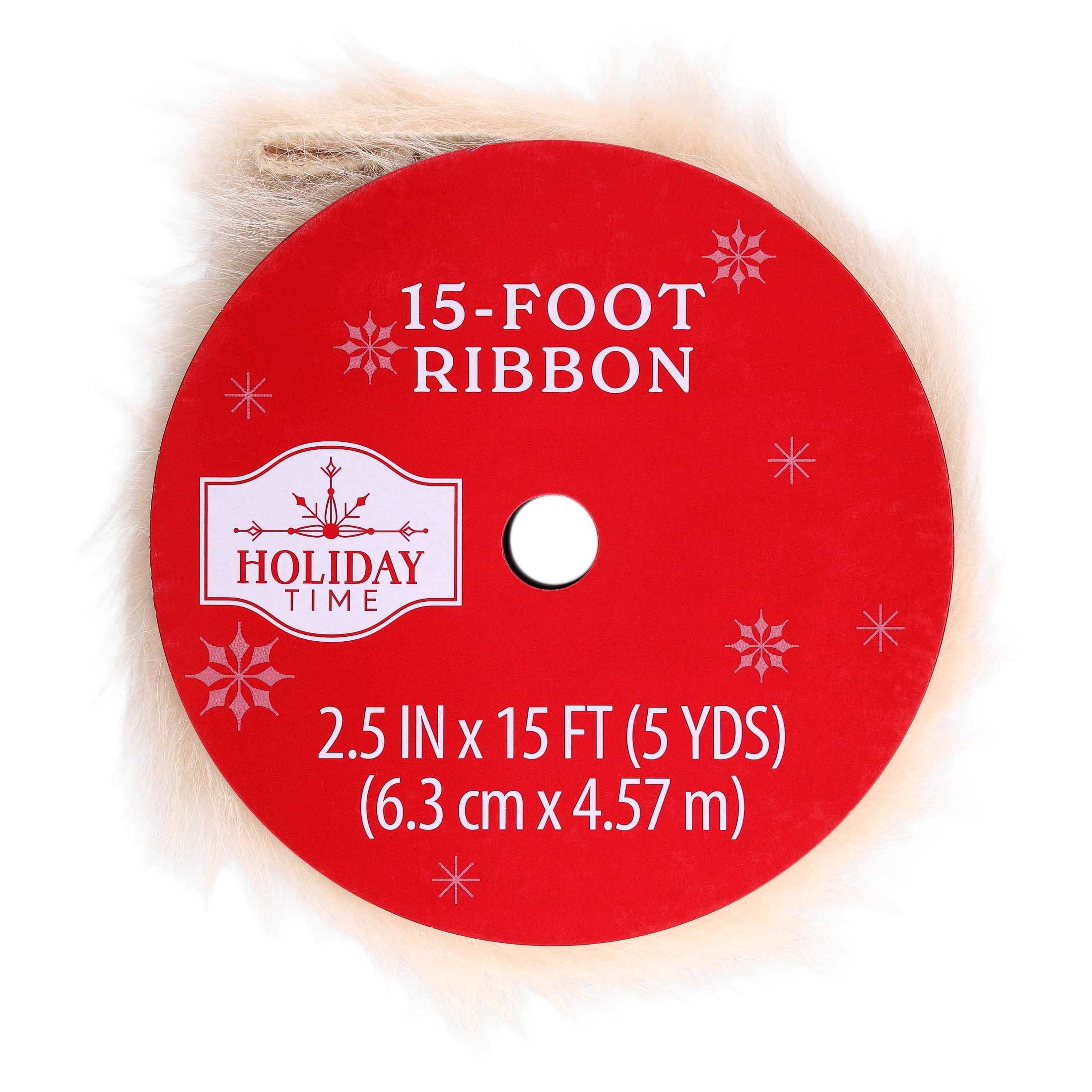 Cream Faux Fur Christmas Ribbon, 2.5" x 15', by Holiday Time