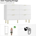 thumbnail image 7 of Huloretions Fluted Wood Dresser 6 Drawers Dresser for Bedroom, Large Modern Chest of Drawers, White Dresser with Gold Handle, Wood, 7 of 7