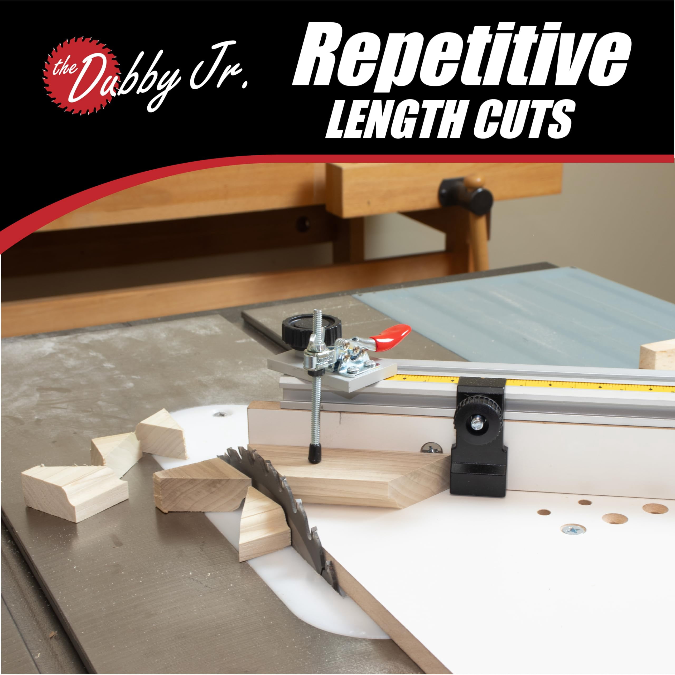 Dubby Jr. Cut-Off Crosscut Sled (Left Side) Table Jig | Quickly Cut Precise Accurate Miters | Left Side Table Sled Kit | Angle Crosscut Sled for Table | Woodworking Table Accessories C57