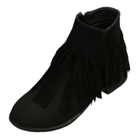 2DXuixsh Dress Boots Women Casual Ankle Boots Tassel Boots Low Heeled Fashion Boots Lightweight Stacked Heel Fashion Ankle Bootie Black Size 37