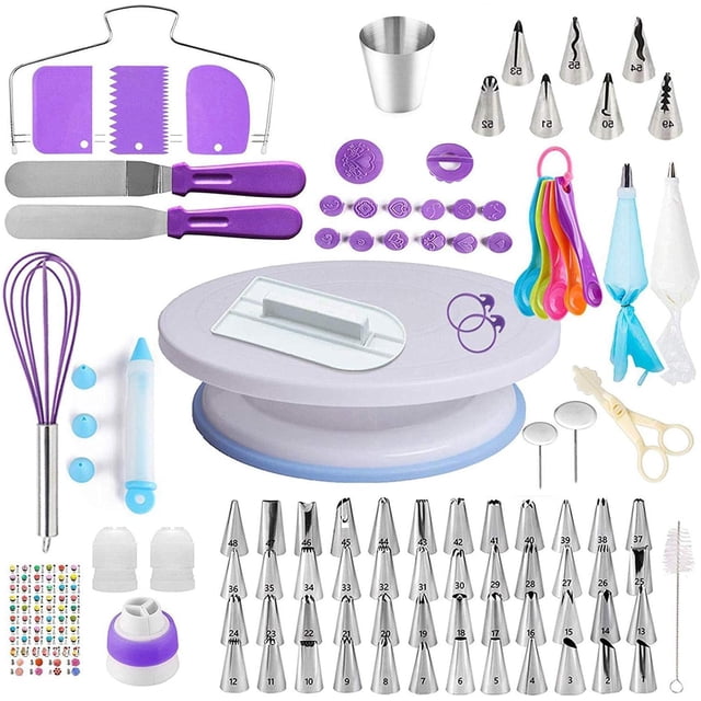 Cake Craft Tools Cake Turntable Decorating Tips Flower Styler Spatulas Replacement Caps Decorating Bags 137 Piece Set Decorating Bags Reusable for Beginners Cake Decorating Supplies Kit
