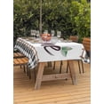 thumbnail image 3 of Outdoor Tablecloth with Umbrella Hole for Patio/Picnic/Party/Camping, Spring Flowers Waterproof Table Cloth Rectangle Table Cover Washable, Watercolor Floral Leaf Black Plaid (52"x 70"), 3 of 8
