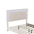 thumbnail image 6 of Harper & Bright Designs Velvet Upholstered LED Platform Bed, Full Size Modern Platform Bed Frame with LED Lights and Tufted Headboard, Beige, 6 of 9